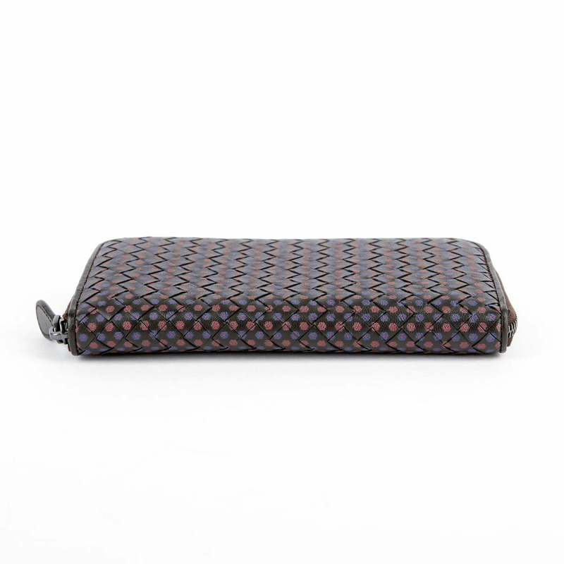 BOTTEGA VENETA 棕色皮革花卉圖案編織拉鍊長皮夾-8