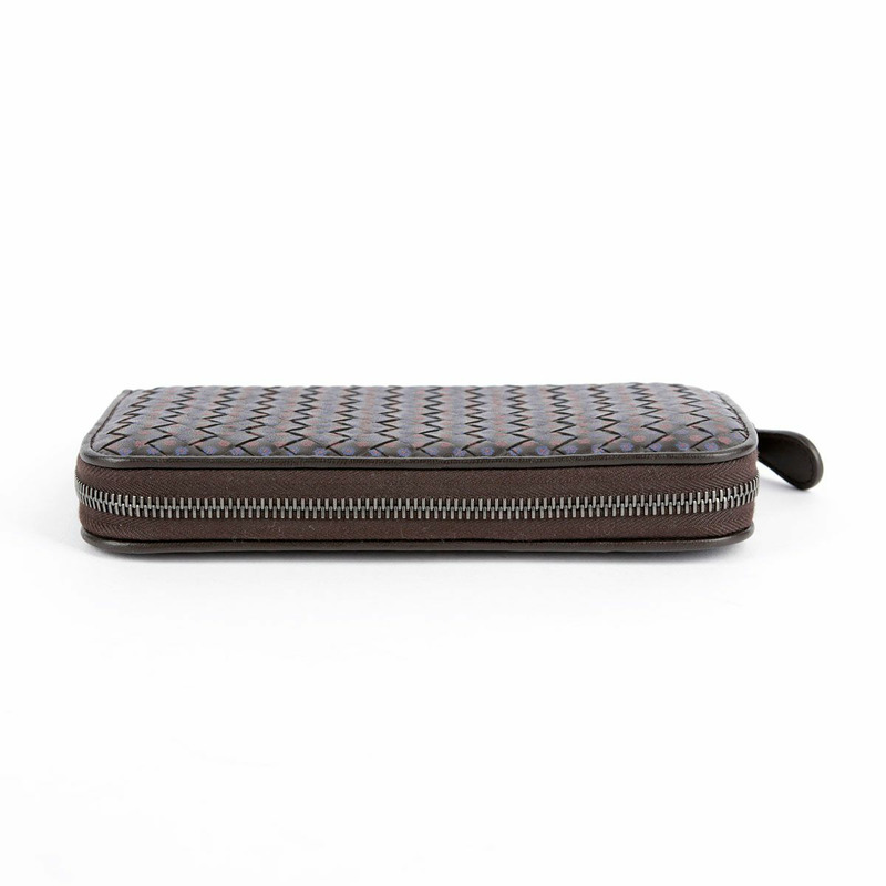 BOTTEGA VENETA 棕色皮革花卉圖案編織拉鍊長皮夾-9