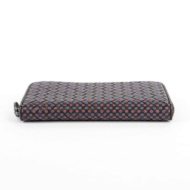 BOTTEGA VENETA 棕色皮革花卉圖案編織拉鍊長皮夾-8