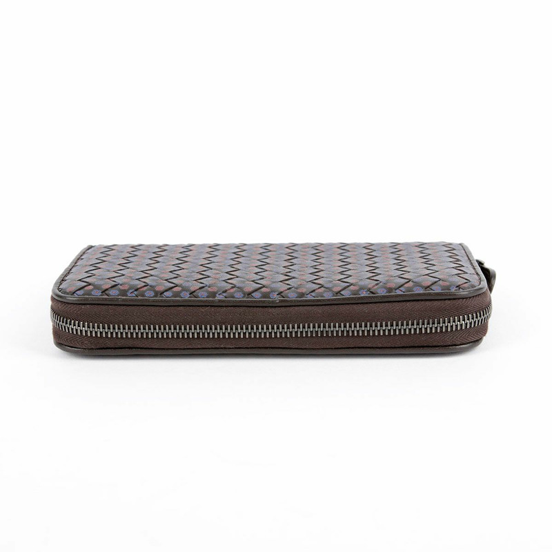 BOTTEGA VENETA 棕色皮革花卉圖案編織拉鍊長皮夾-9