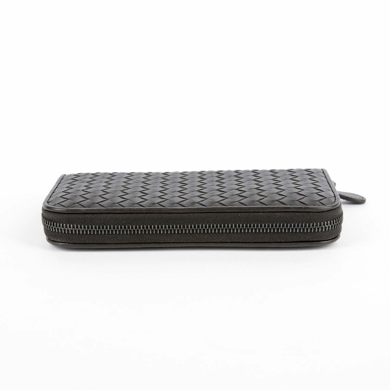 BOTTEGA VENETA 深棕色皮革 Intrecciato 拉鍊錢包-9