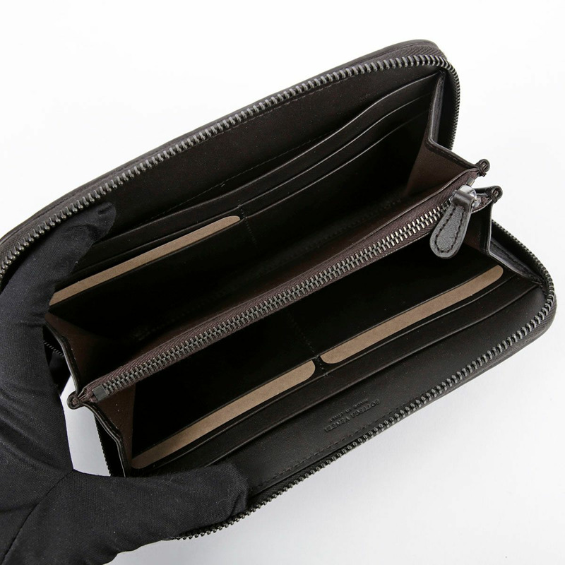 BOTTEGA VENETA 深棕色皮革 Intrecciato 拉鍊錢包-10