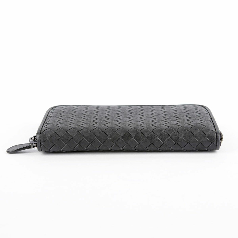 BOTTEGA VENETA 深灰色皮革 Intrecciato 拉鍊長版皮夾-8