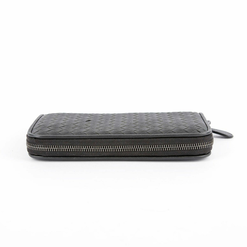 BOTTEGA VENETA 深灰色皮革 Intrecciato 拉鍊長版皮夾-9