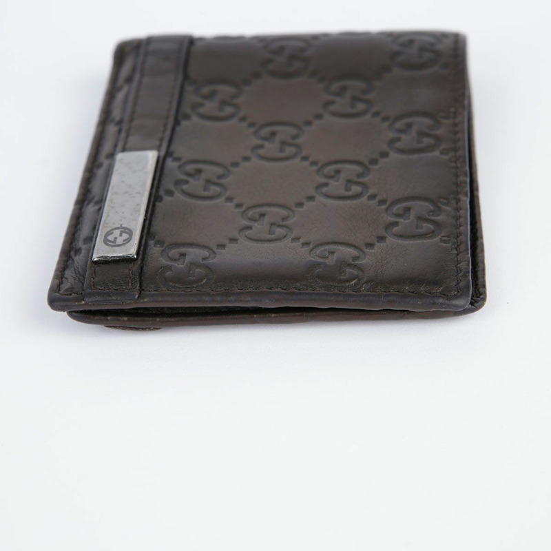 GUCCI 深棕色 Sima 皮革雙折皮夾-6