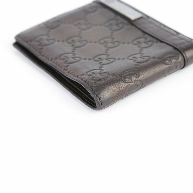 GUCCI 深棕色 Sima 皮革雙折皮夾-7