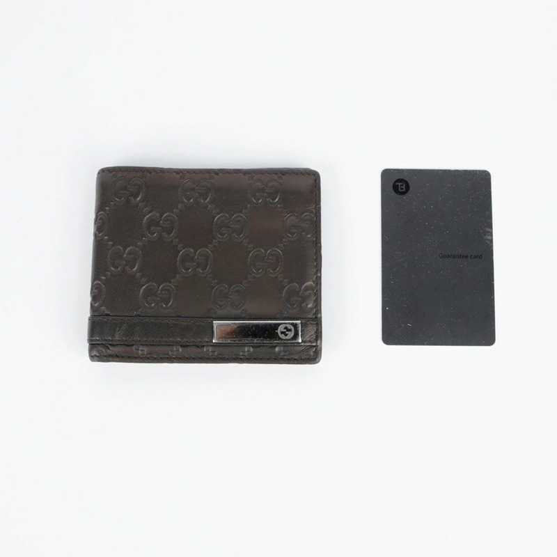 GUCCI 深棕色 Sima 皮革雙折皮夾-20