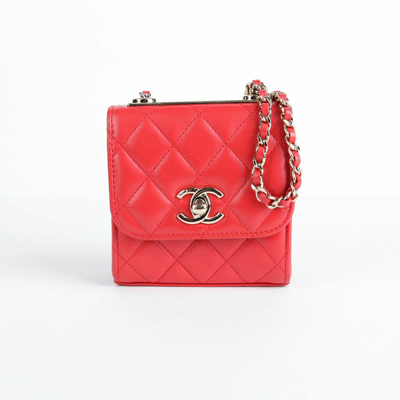 CHANEL 迷你紅色小羊皮時尚CC單肩斜背包-1