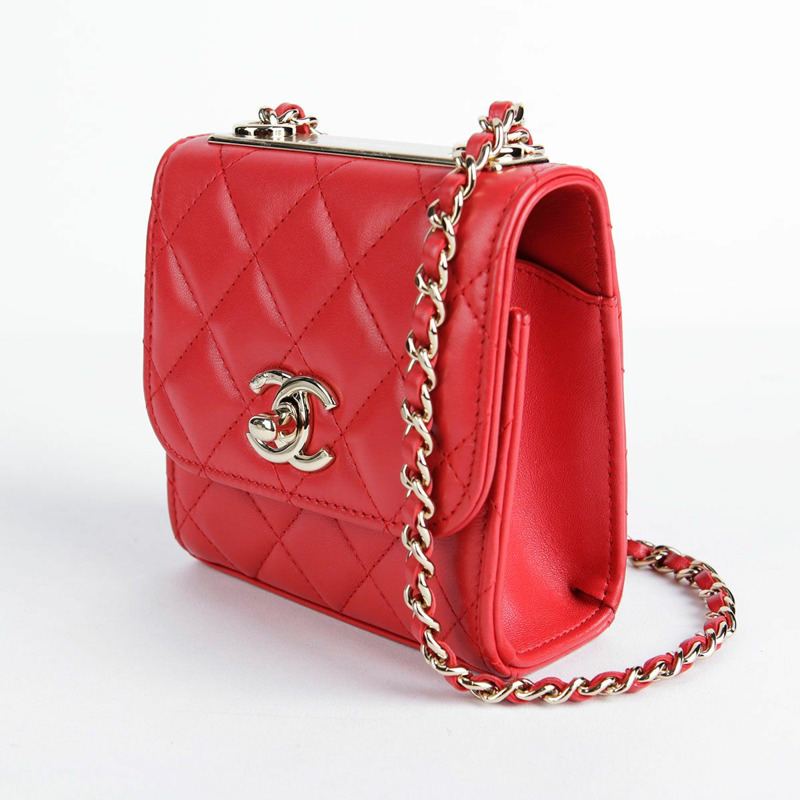 【包稅】CHANEL 迷你紅色羊皮時尚CC單肩斜背包-3