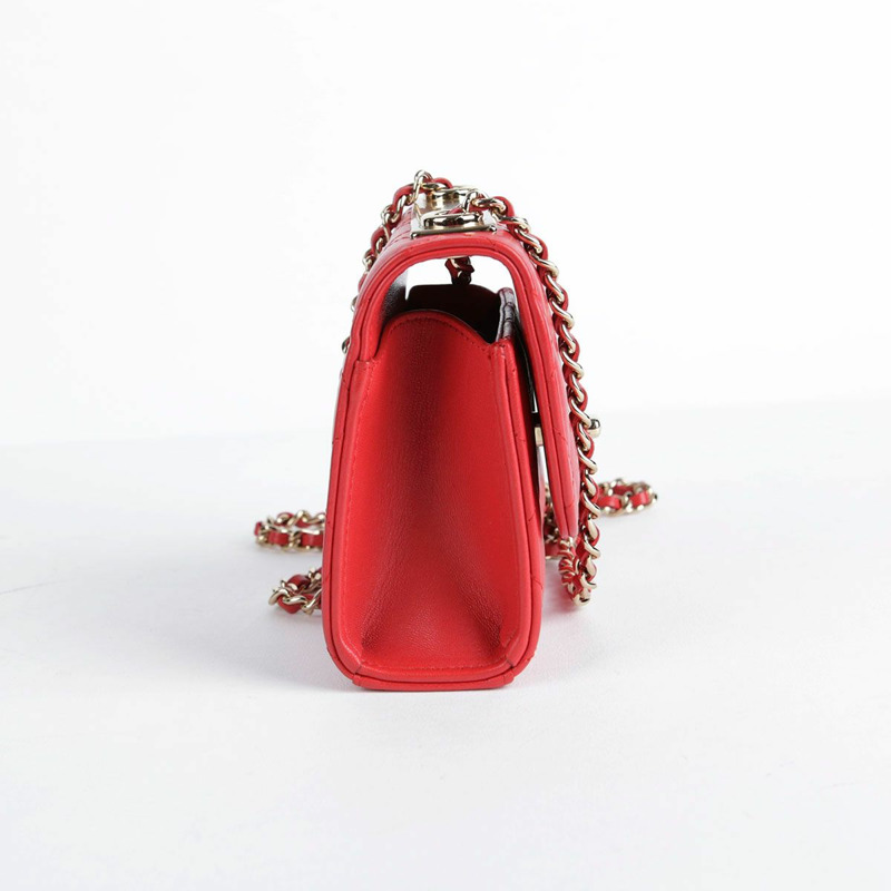 【包稅】CHANEL 迷你紅色羊皮時尚CC單肩斜背包-6