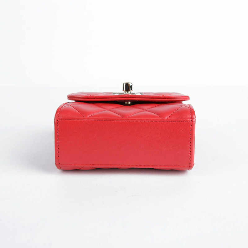 【包稅】CHANEL 迷你紅色羊皮時尚CC單肩斜背包-7