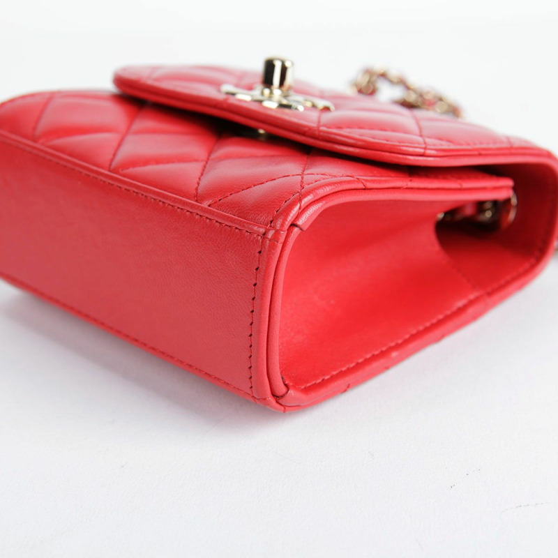 【包稅】CHANEL 迷你紅色羊皮時尚CC單肩斜背包-8