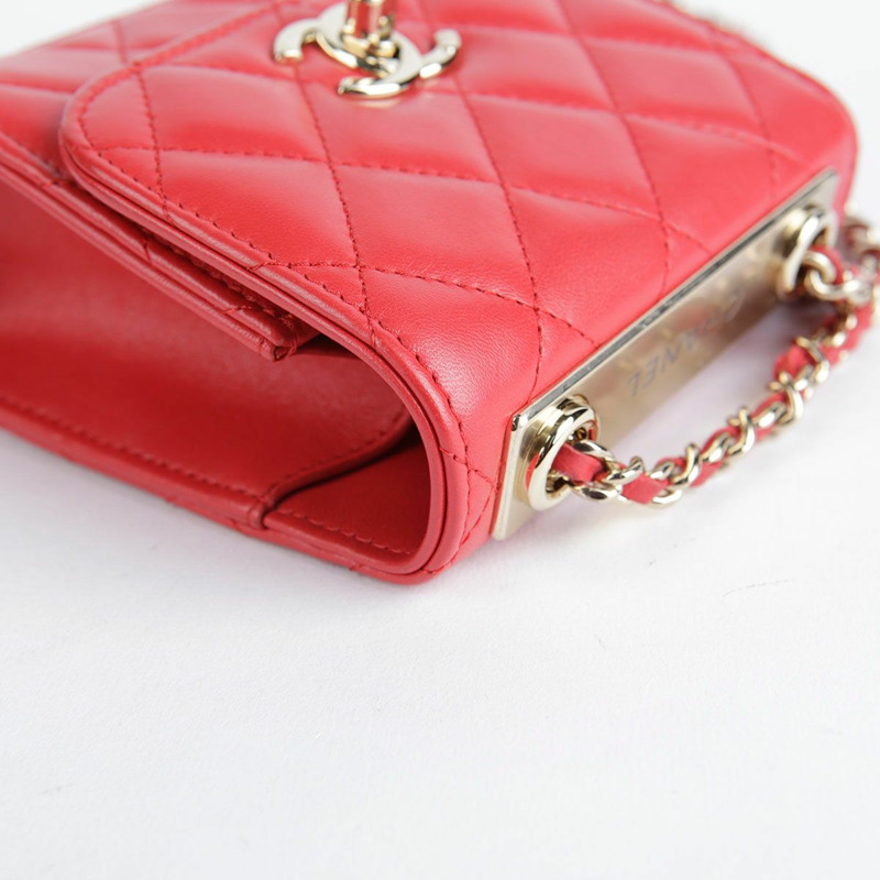 【包稅】CHANEL 迷你紅色羊皮時尚CC單肩斜背包-9