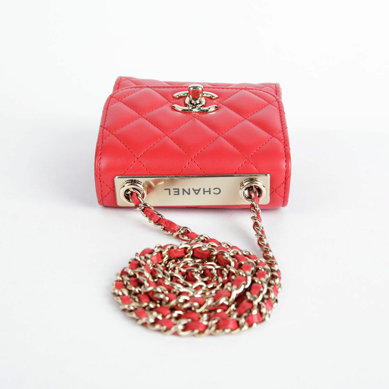 【包稅】CHANEL 迷你紅色羊皮時尚CC單肩斜背包-10