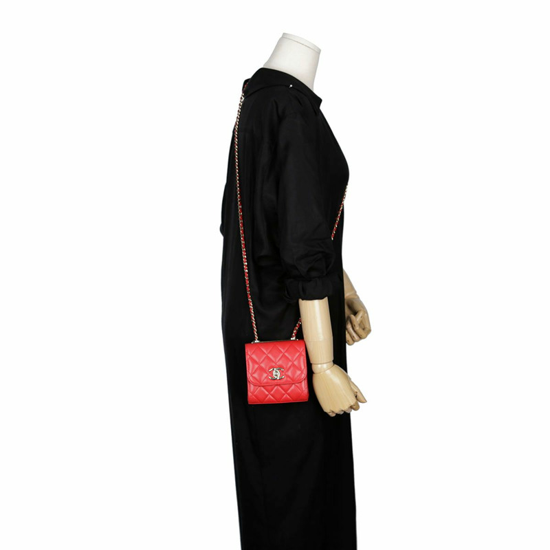 【包稅】CHANEL 迷你紅色羊皮時尚CC單肩斜背包-13