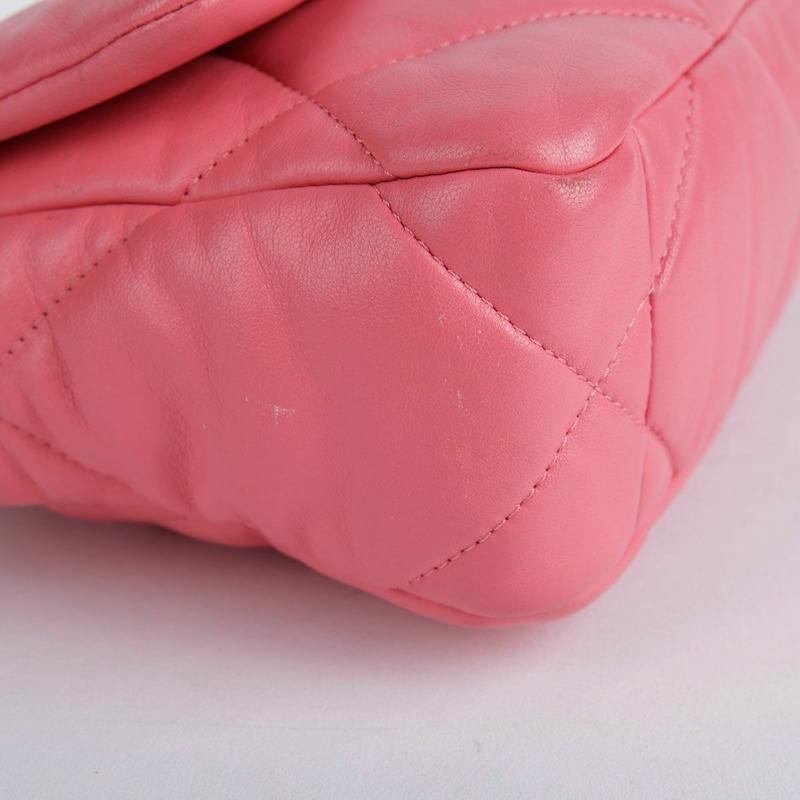 【包稅】CHANEL 中型粉紅羊皮19鏈條單肩包-23