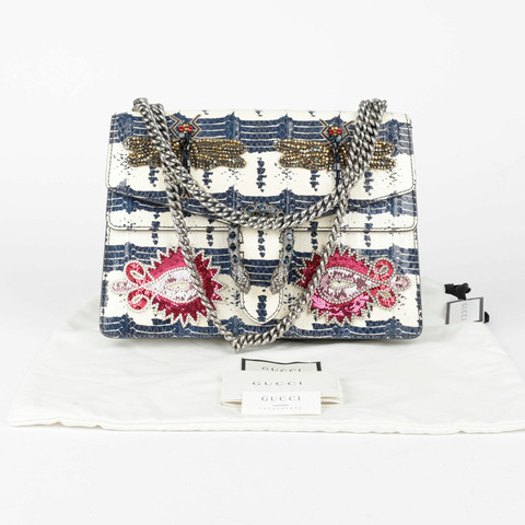 GUCCI 中型蟒蛇紋狄俄尼索斯單肩斜挎包