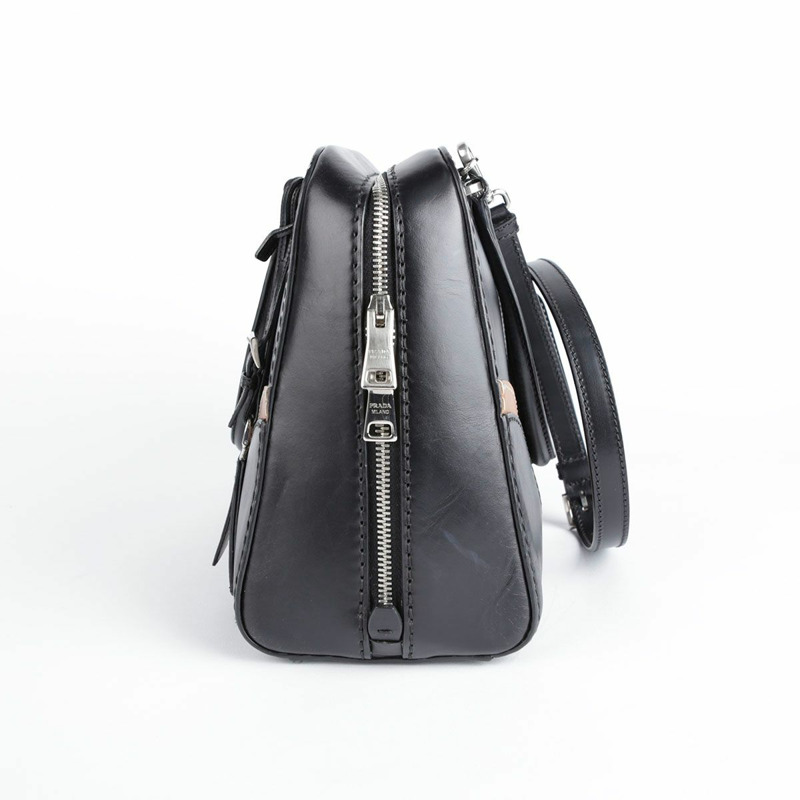 PRADA 黑棕色雙色 Vitello 手提包和單肩包-4