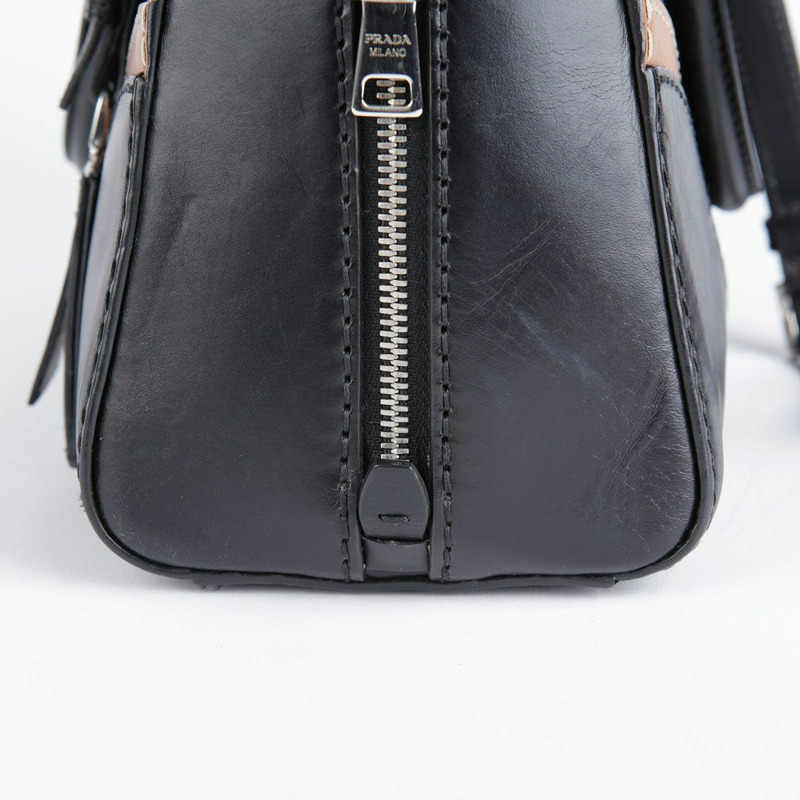 PRADA 黑棕色雙色 Vitello 手提包和單肩包-6