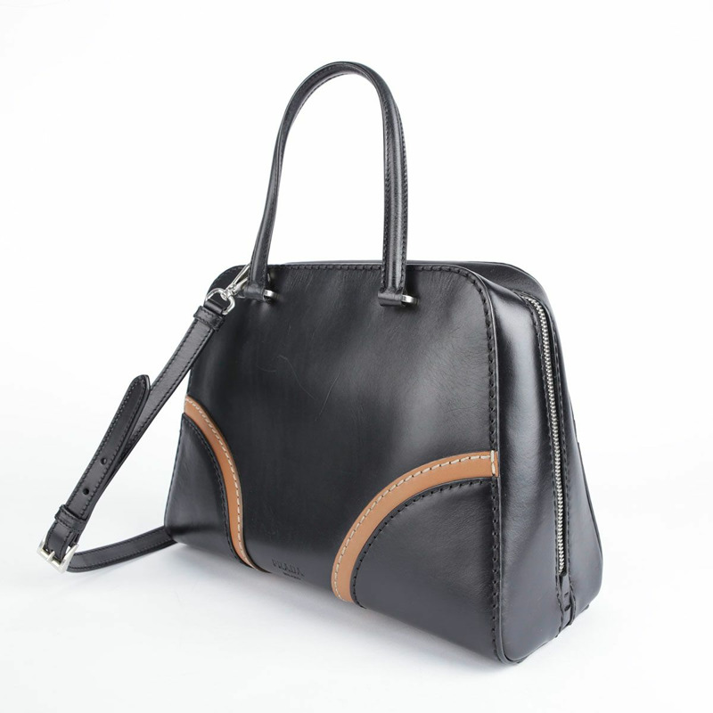PRADA 黑棕色雙色 Vitello 手提包和單肩包-8