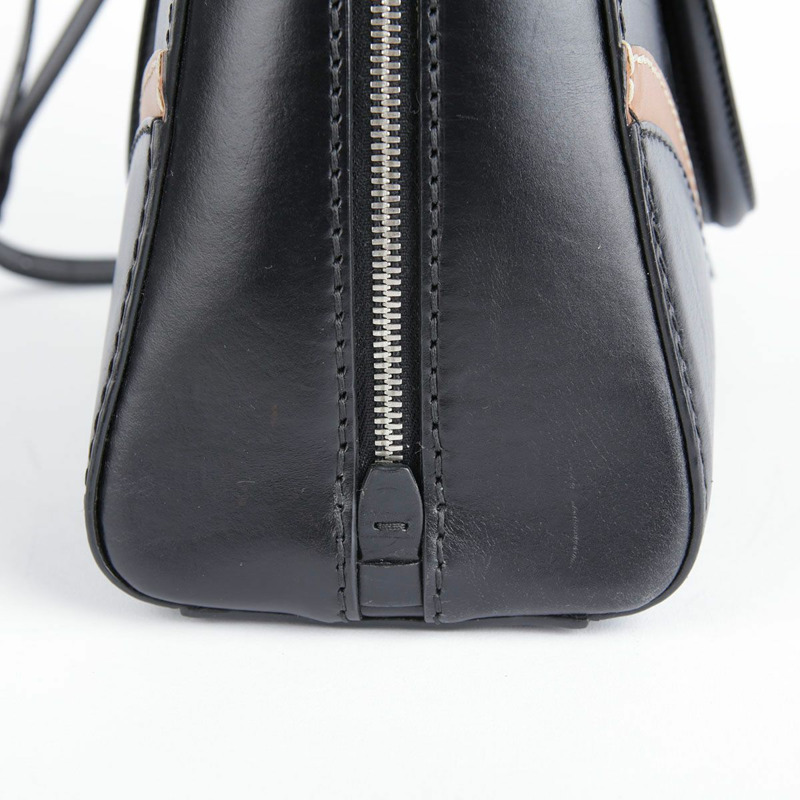 PRADA 黑棕色雙色 Vitello 手提包和單肩包-10