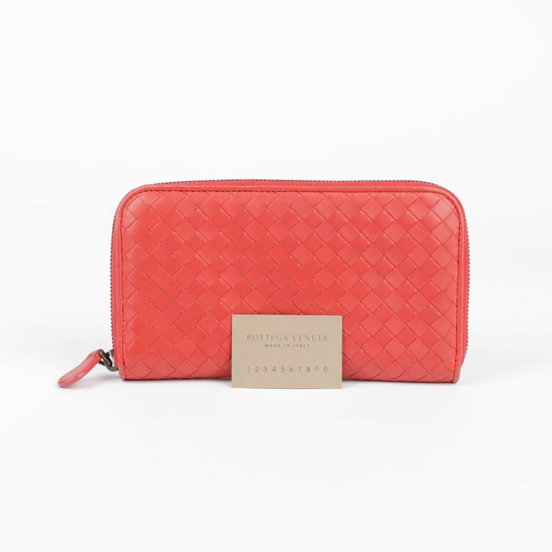 BOTTEGA VENETA 紅色 Intrecciato 長版錢包-0
