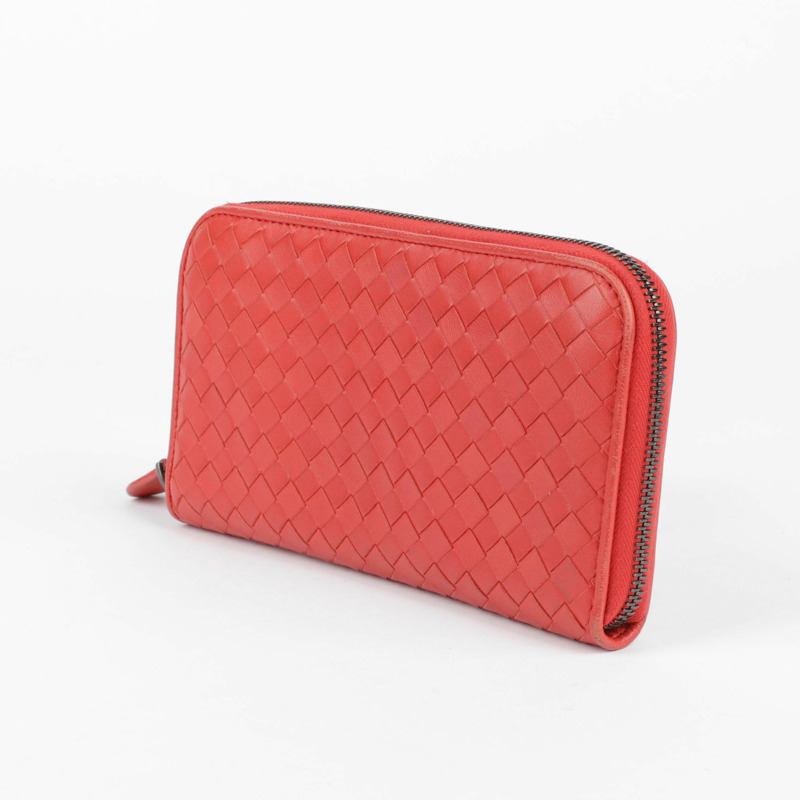 BOTTEGA VENETA 紅色 Intrecciato 長版錢包-3