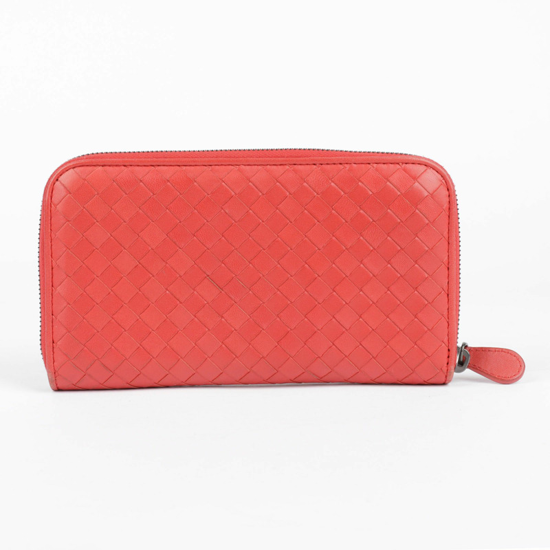 BOTTEGA VENETA 紅色 Intrecciato 長版錢包-4