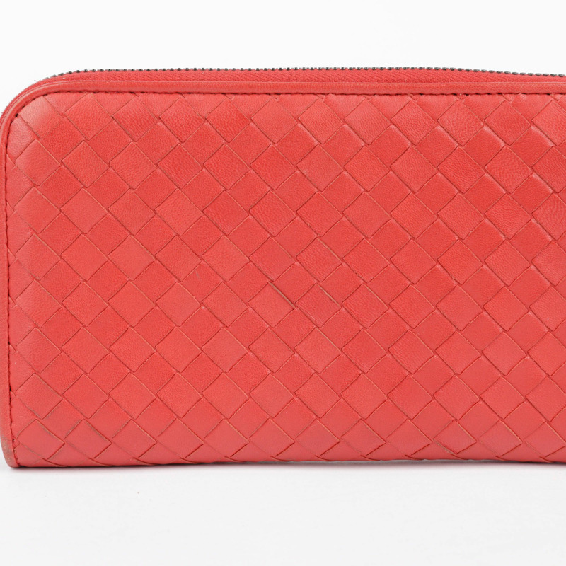 BOTTEGA VENETA 紅色 Intrecciato 長版錢包-5