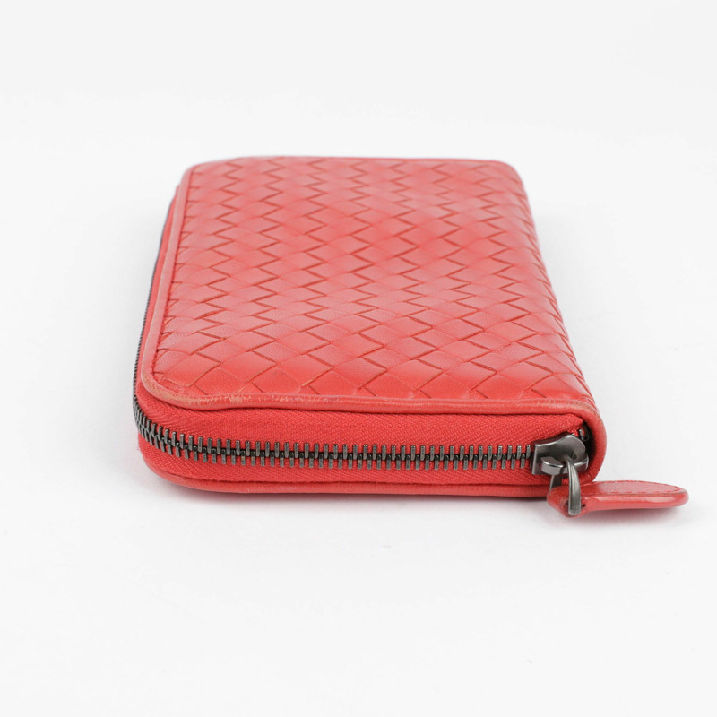 BOTTEGA VENETA 紅色 Intrecciato 長版錢包-8