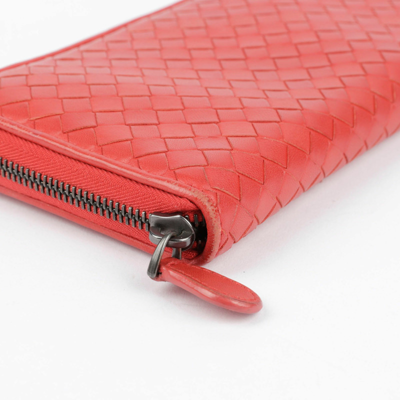 BOTTEGA VENETA 紅色 Intrecciato 長版錢包-9