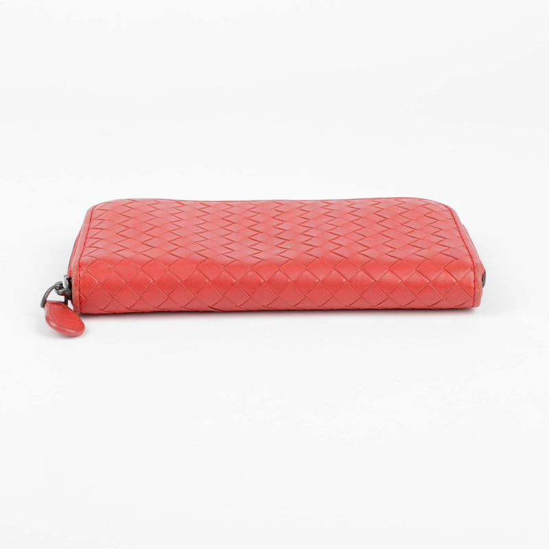 BOTTEGA VENETA 紅色 Intrecciato 長版錢包-10