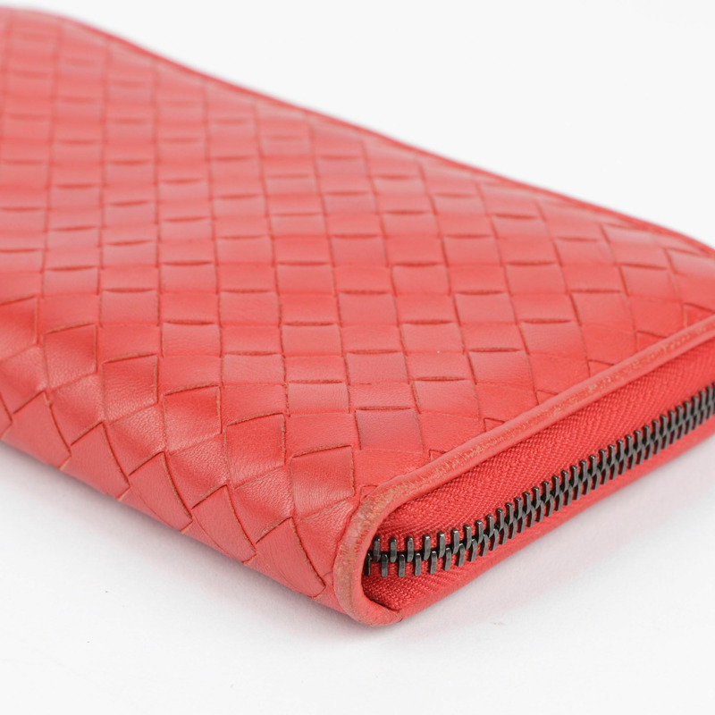 BOTTEGA VENETA 紅色 Intrecciato 長版錢包-11
