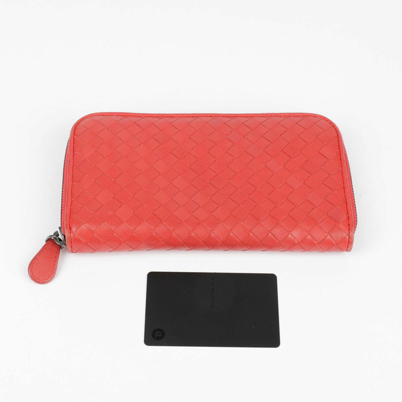 BOTTEGA VENETA 紅色 Intrecciato 長版錢包-15
