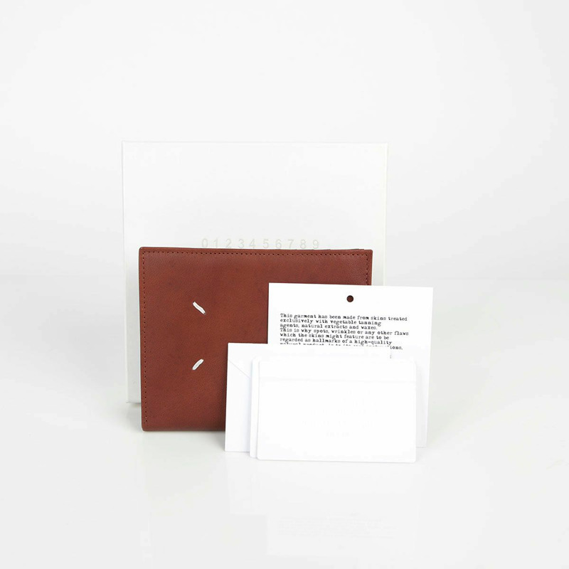 MAISON MARGIELA 棕色皮革雙折皮夾-0