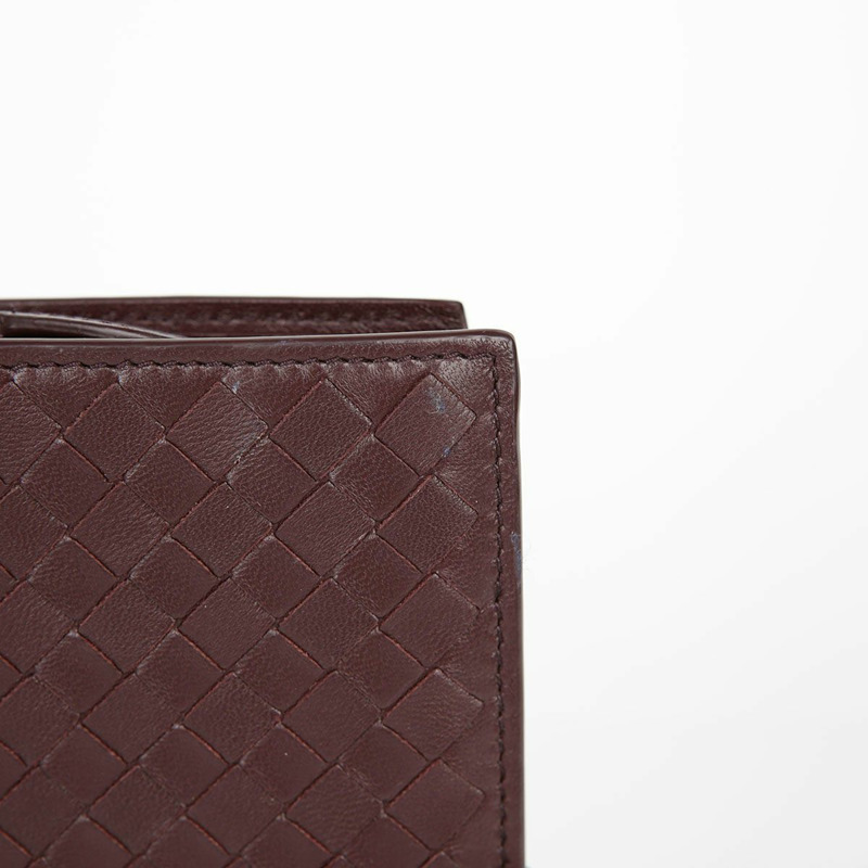 BOTTEGA VENETA 勃根地紅皮革 Intrecciato 歐陸式皮夾-1