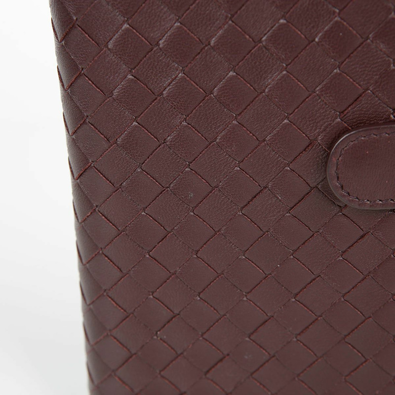 BOTTEGA VENETA 勃根地紅皮革 Intrecciato 歐陸式皮夾-3