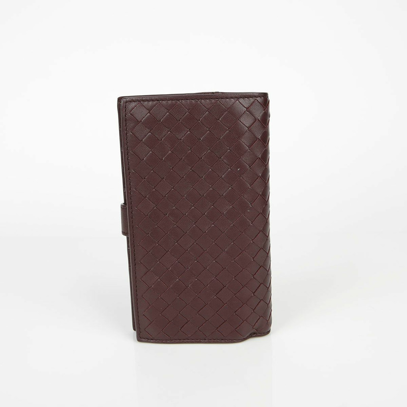 BOTTEGA VENETA 勃根地紅皮革 Intrecciato 歐陸式皮夾-4