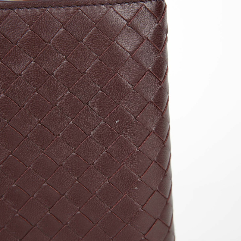 BOTTEGA VENETA 勃根地紅皮革 Intrecciato 歐陸式皮夾-5