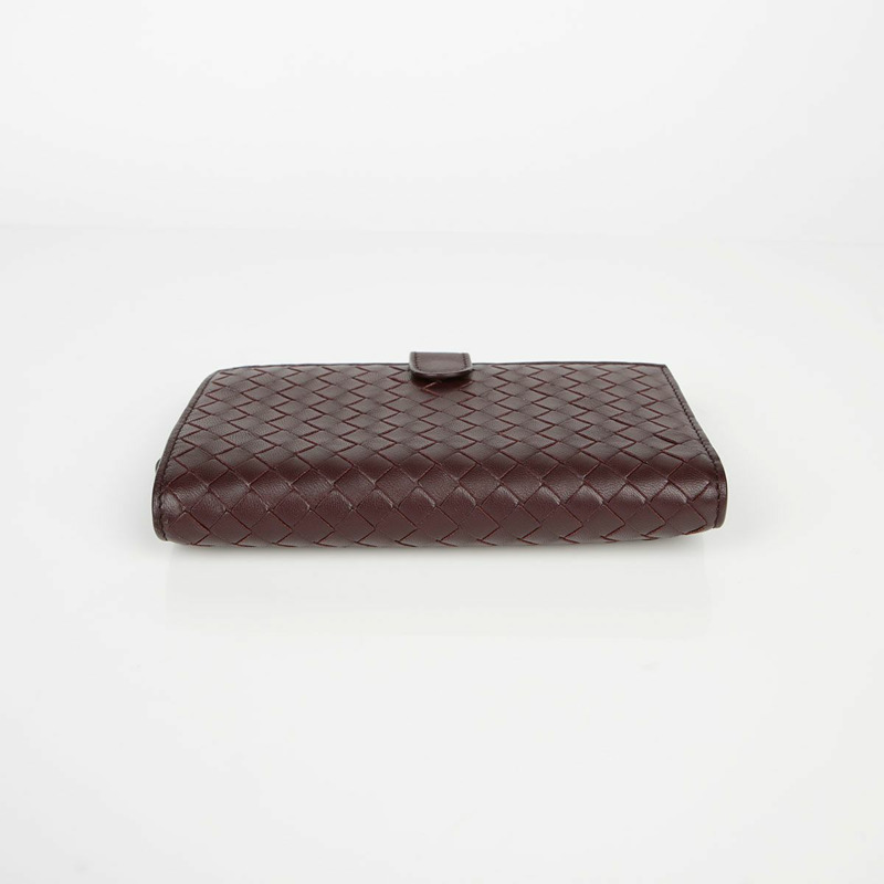 BOTTEGA VENETA 勃根地紅皮革 Intrecciato 歐陸式皮夾-7