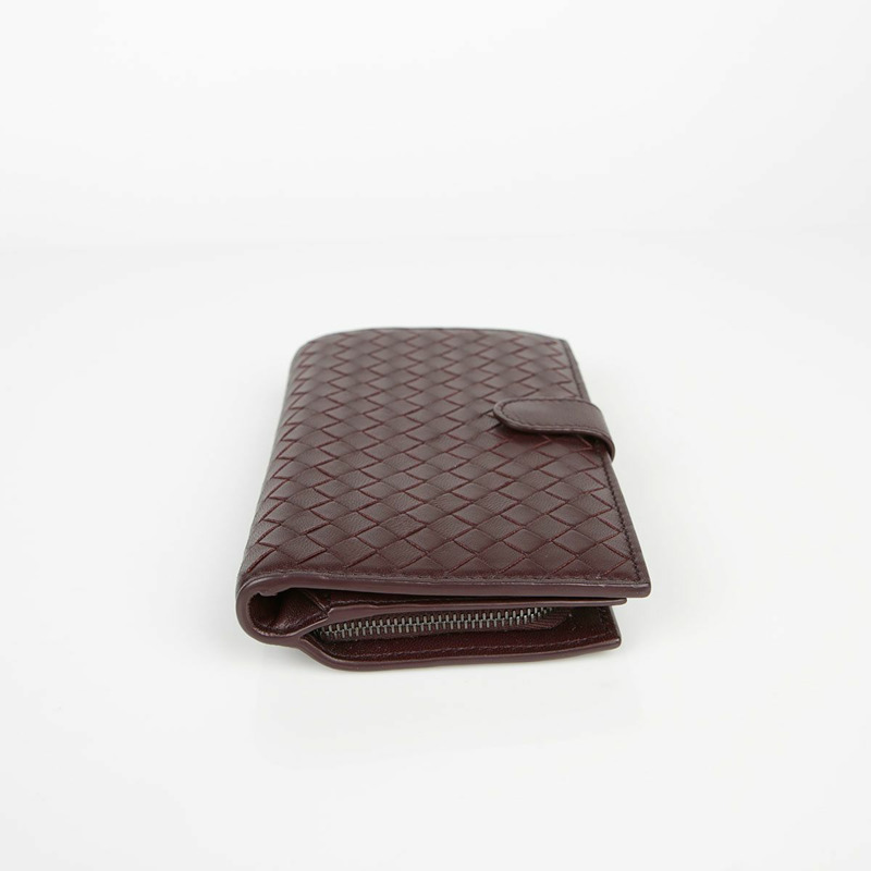 BOTTEGA VENETA 勃根地紅皮革 Intrecciato 歐陸式皮夾-9
