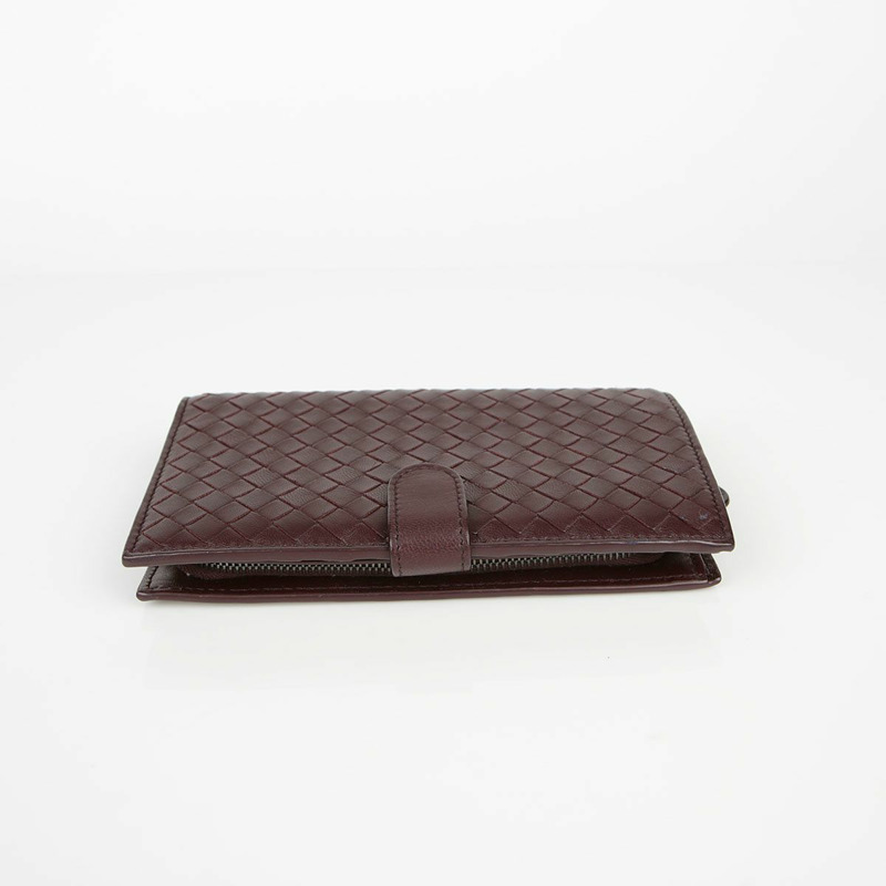 BOTTEGA VENETA 勃根地紅皮革 Intrecciato 歐陸式皮夾-11