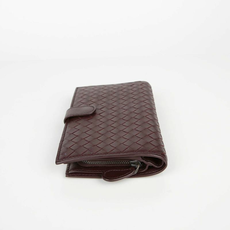 BOTTEGA VENETA 勃根地紅皮革 Intrecciato 歐陸式皮夾-13