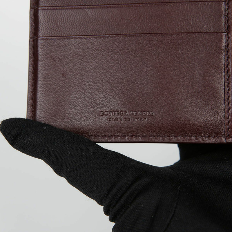 BOTTEGA VENETA 勃根地紅皮革 Intrecciato 歐陸式皮夾-15