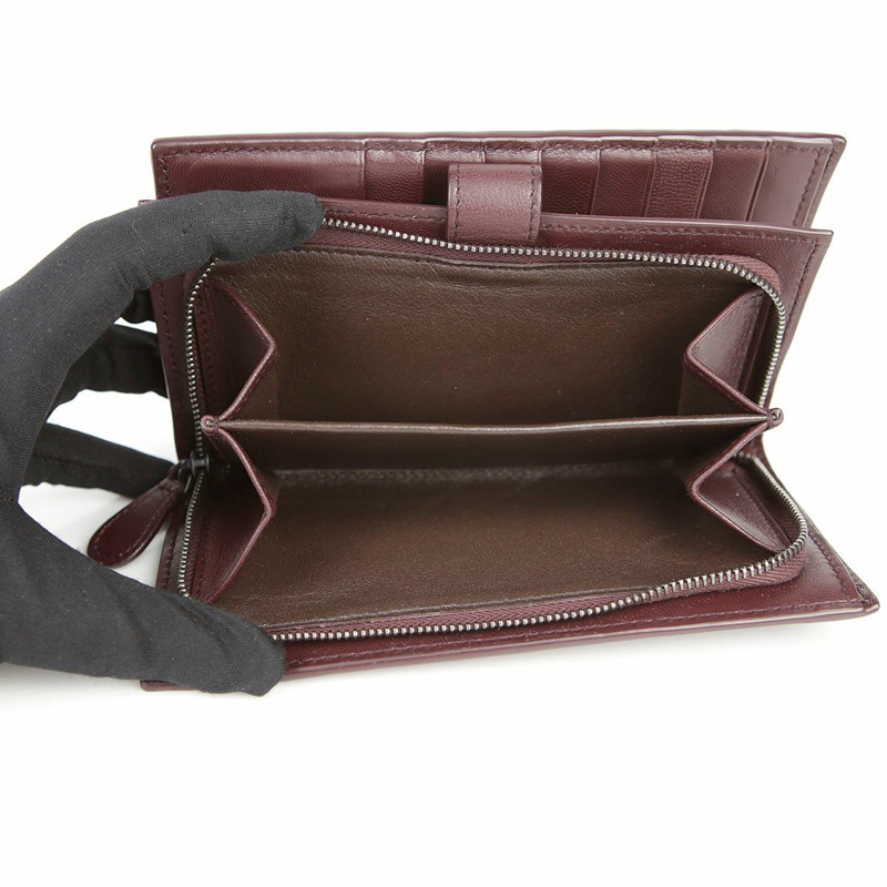 BOTTEGA VENETA 勃根地紅皮革 Intrecciato 歐陸式皮夾-20