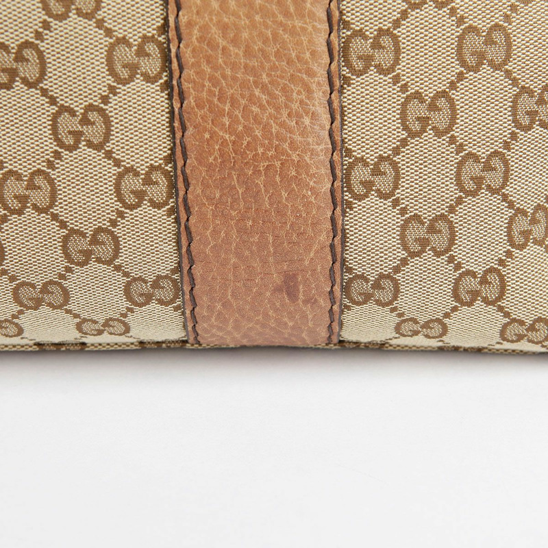 GUCCI 棕色皮革邊飾竹子裝飾手提包-4