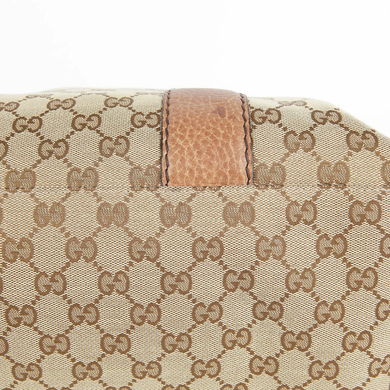 GUCCI 棕色皮革邊飾竹子裝飾手提包-14