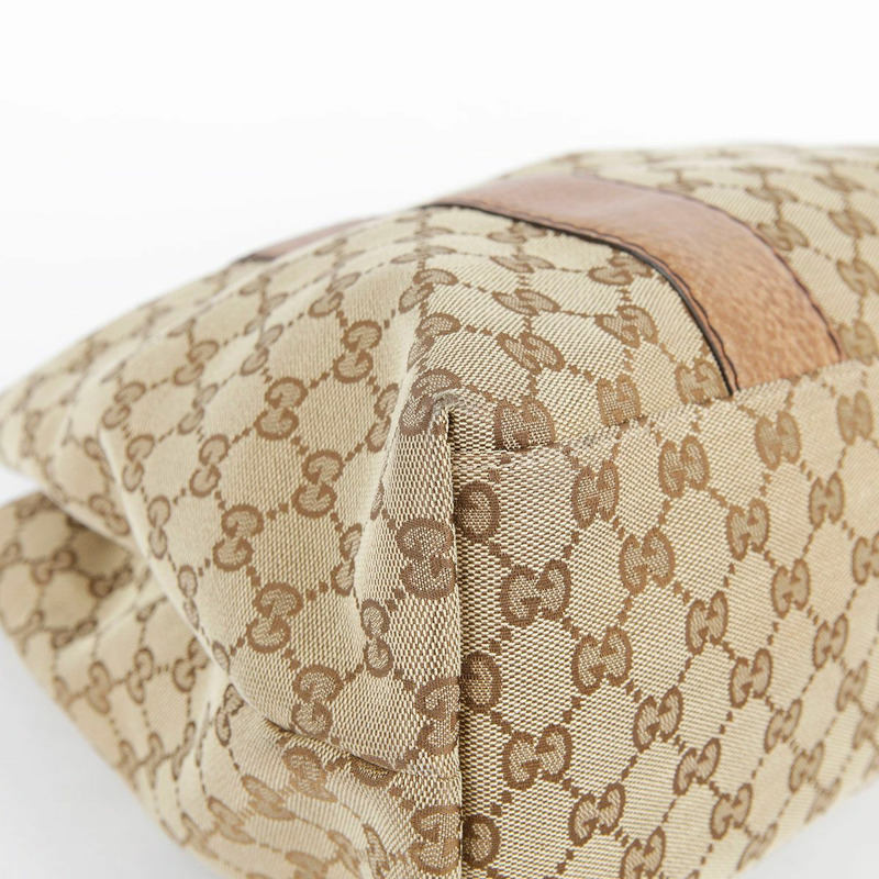 GUCCI 棕色皮革邊飾竹子裝飾手提包-15