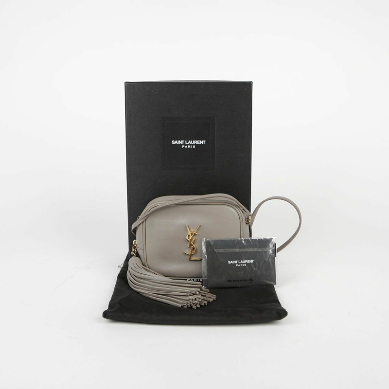 SAINT LAURENT 灰色皮革 Monogram Blogger 肩背包和斜背包-0