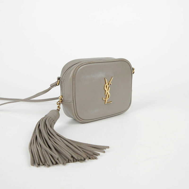 SAINT LAURENT 灰色皮革 Monogram Blogger 肩背包和斜背包-2